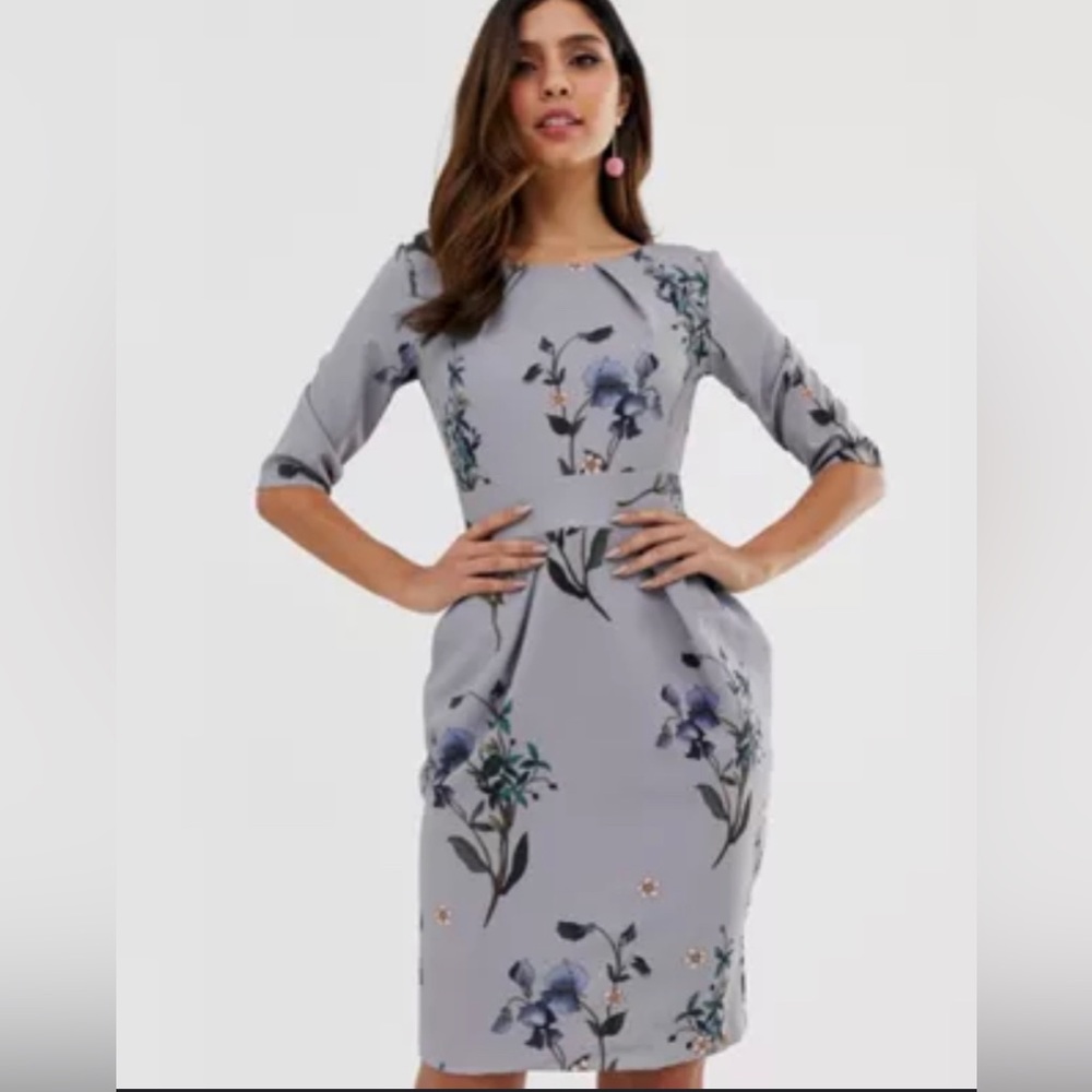 Closet London Three-Quarter Sleeve Tulip Dress